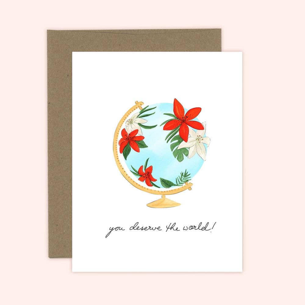 Almeida Illustrations - You Deserve the World Encouragement Card: White