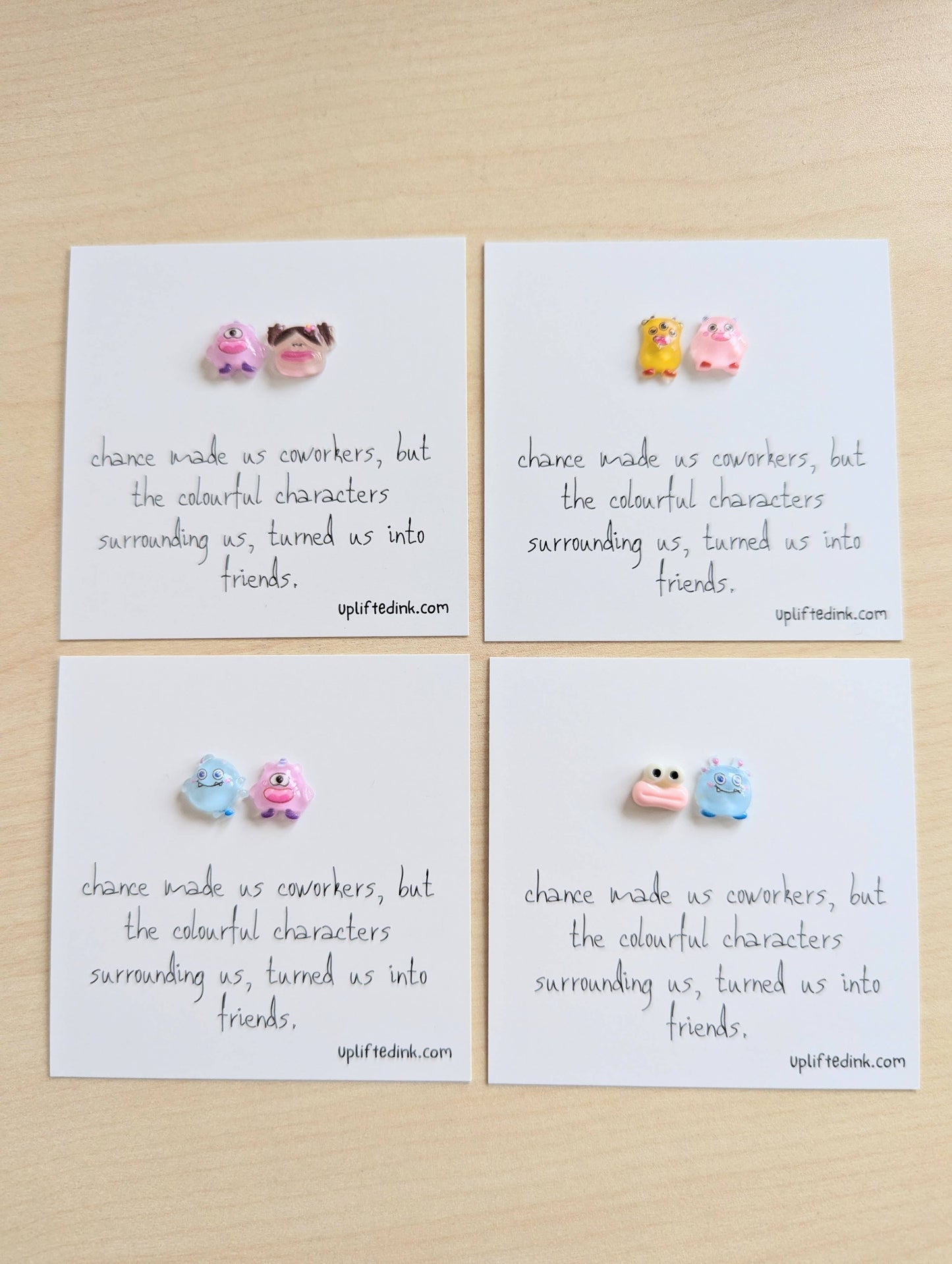 Uplifted Ink - Coworker BFF Card with 2 Mini Figurines & Custom Message: 1 Card