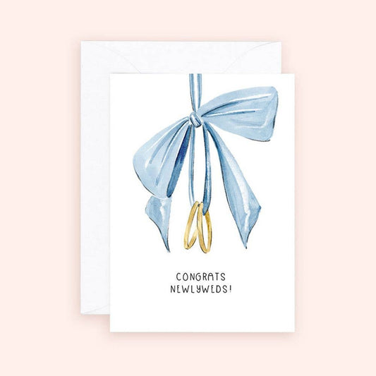 Almeida Illustrations - Mini Card - Wedding Rings & Bows Enclosure Card