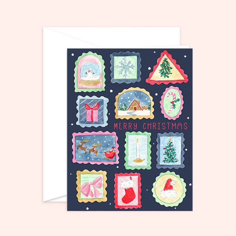 Almeida Illustrations - Christmas Stamps Card: White