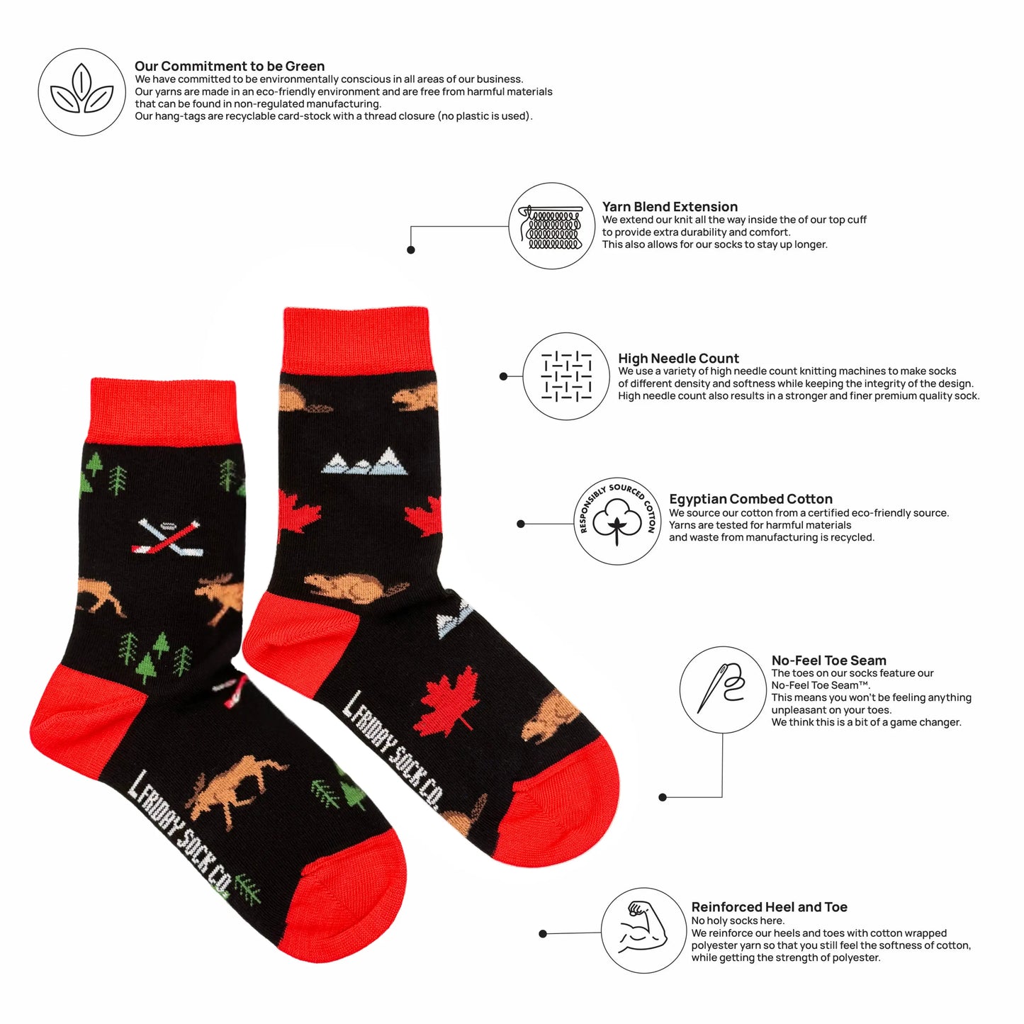 Friday Sock Co. - Kid's Canada Icons Socks: Large (Age 8-12)