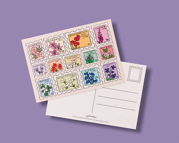 Jaybee Design - Canada Provincial Floral Postage Stamp Postcards