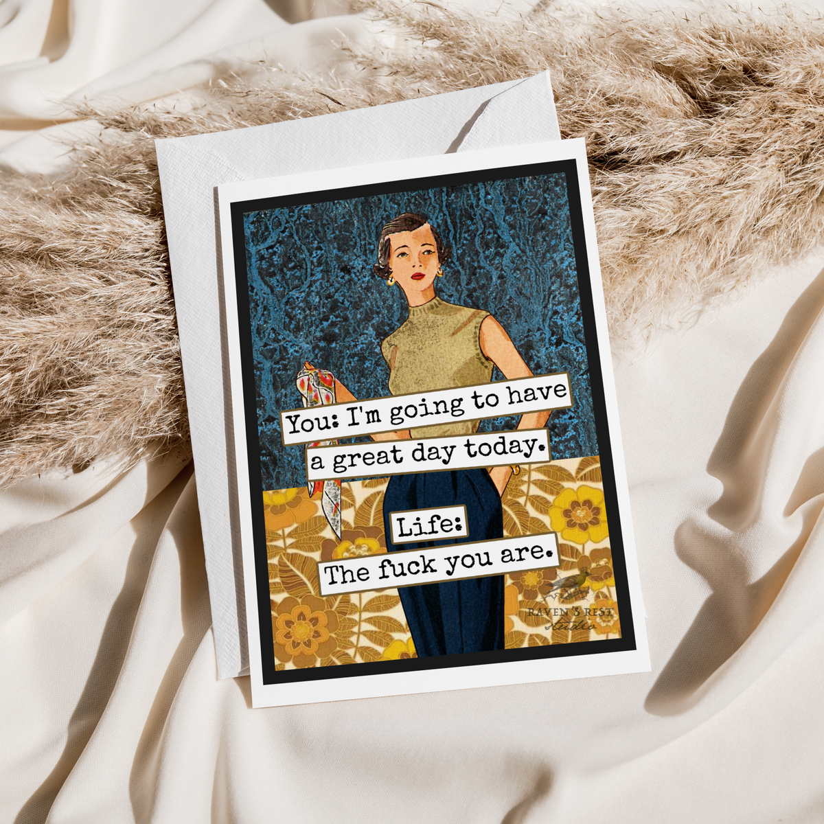 Raven's Rest Studio - Card. Life: The Fuck You Are. Funny Greeting Card. Retro.