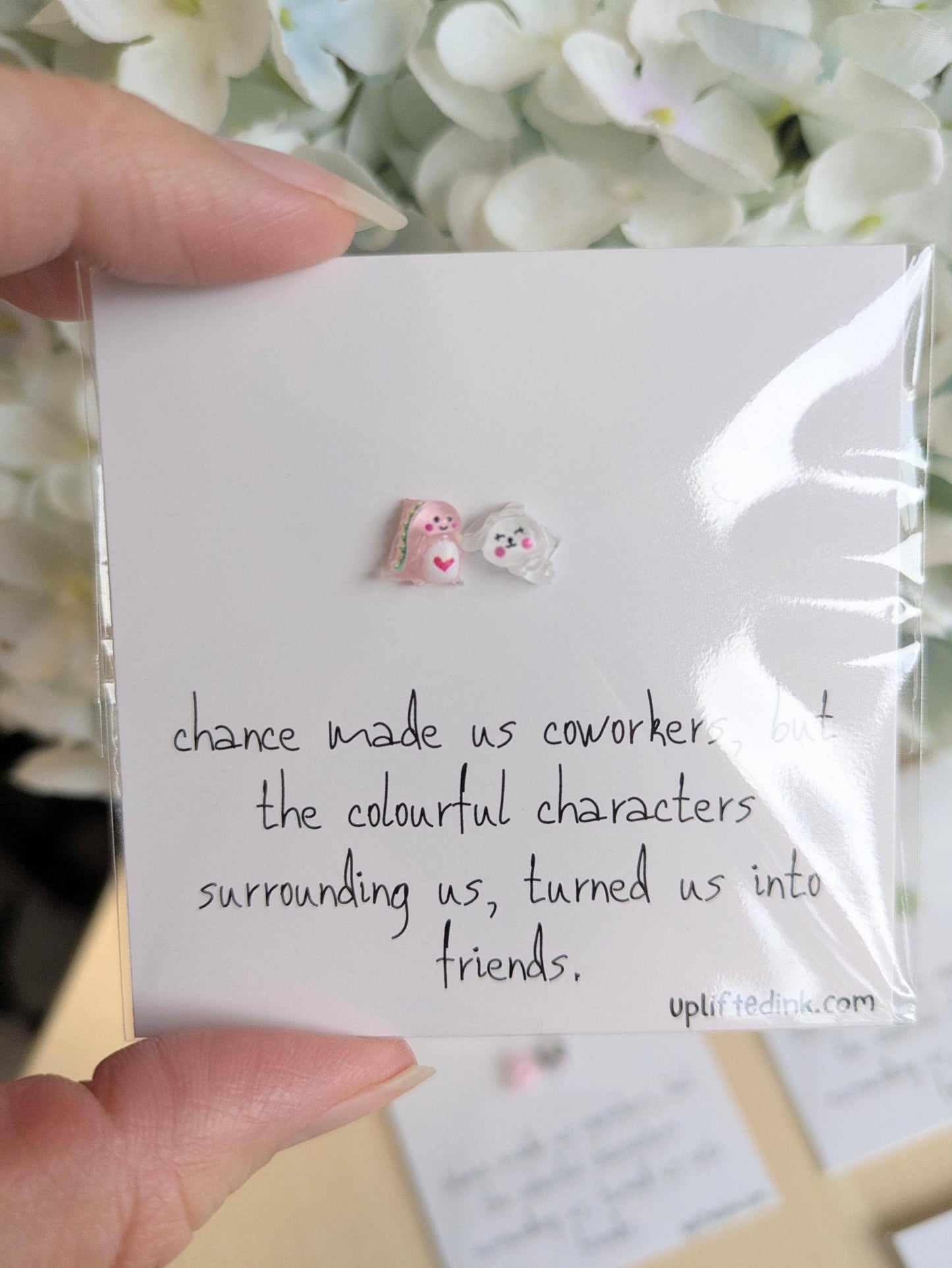 Uplifted Ink - Coworker BFF Card with 2 Mini Figurines & Custom Message: 1 Card