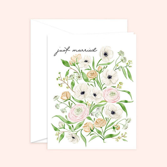 Almeida Illustrations - Just Married Flower Card: White