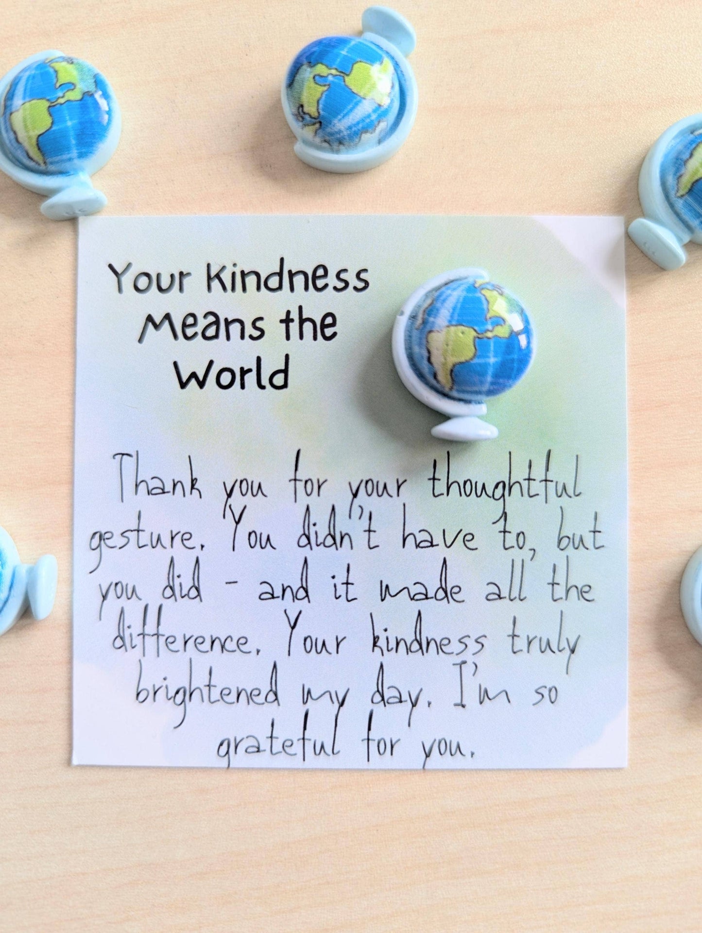 Uplifted Ink - Mini Gratitude Card with world Figurine - Appreciation Gift
