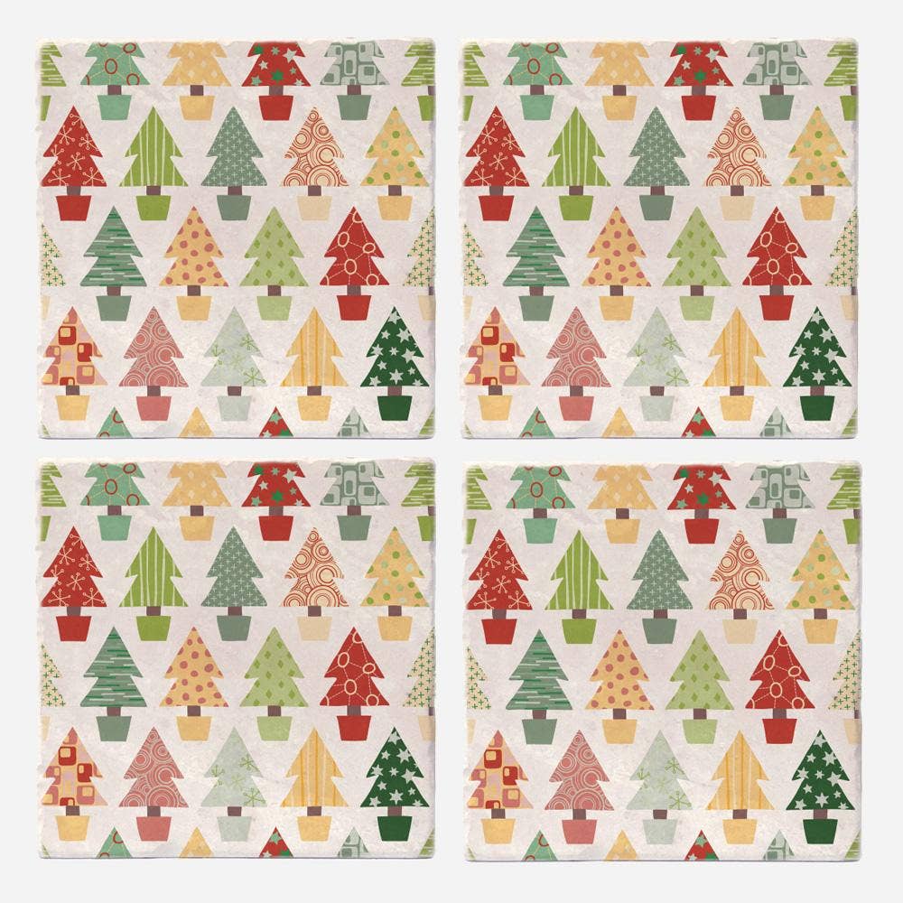 Christmas Tree Wrapping Paper Coasters: 4"x4"