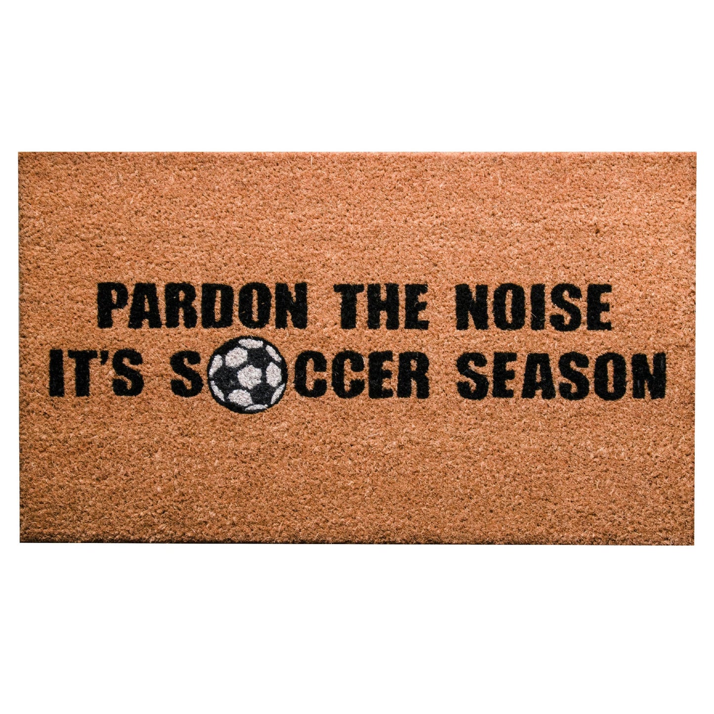 IH Casa Decor - Coir Door Mat (Pardon the Noise, Soccer Season): Black