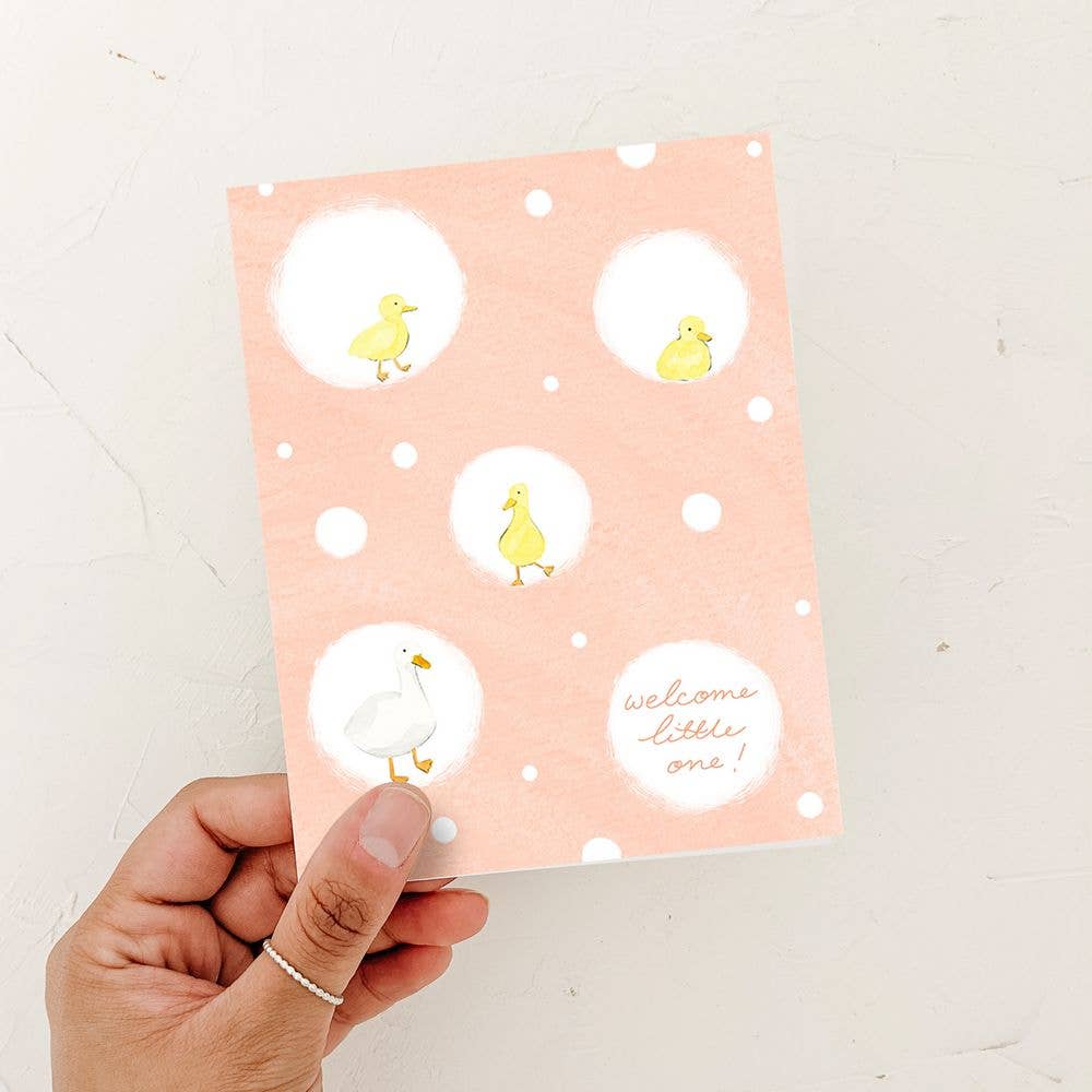 Almeida Illustrations - Baby Ducklings - Welcome Little One - New Baby card: White