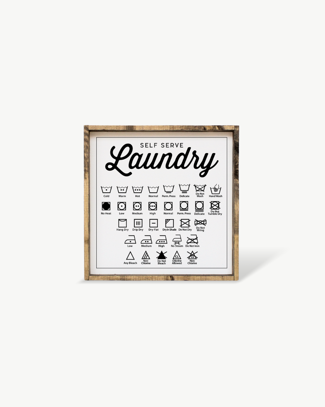 Williamraedesigns - Self Serve Laundry Symbols Framed Print - Laundry Room Decor: Black