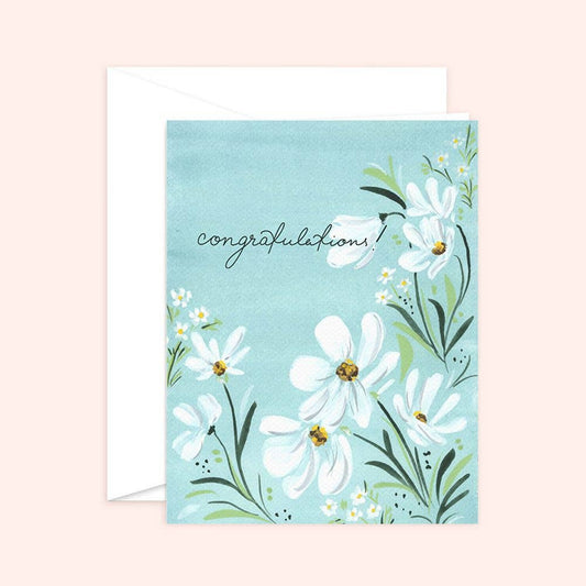 Almeida Illustrations - Congratulations Florals Card: White