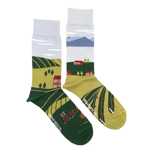 Friday Sock Co. - Fun Men's Socks | Winery | Mismatched | Premium Cotton: Men's 7 - 12