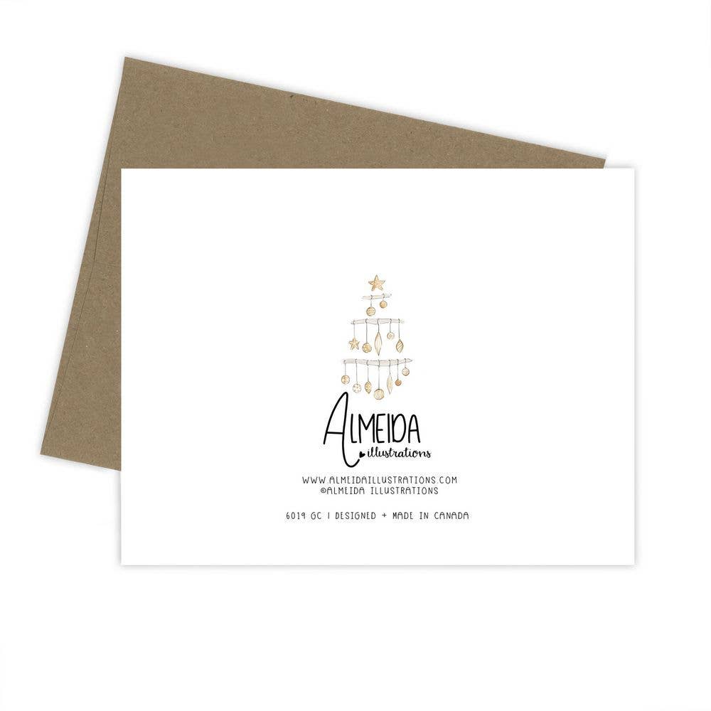 Almeida Illustrations - The Nutcracker Ballerina Christmas Holiday Greeting Card: White