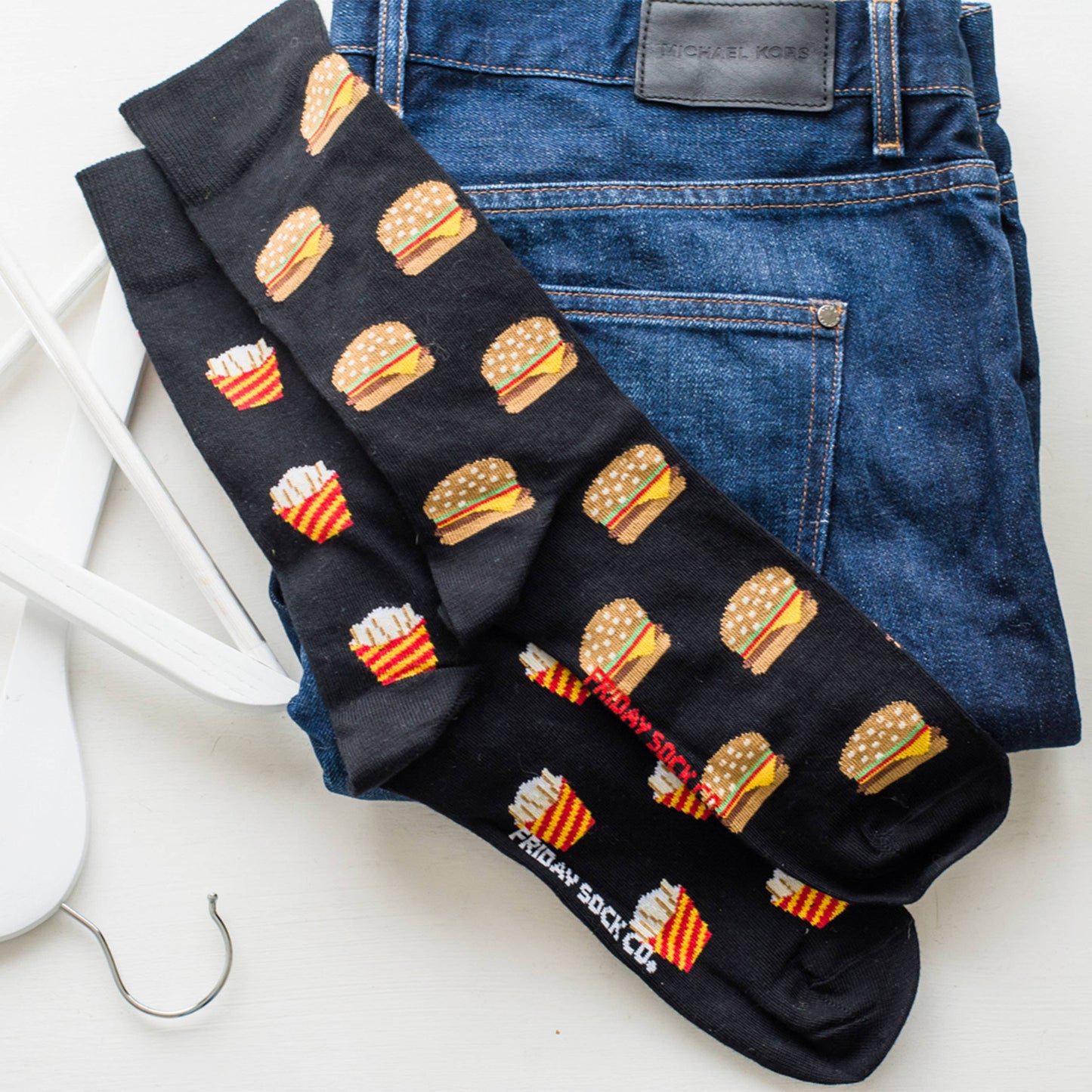 Friday Sock Co. - Men’s Socks | Burgers & Fries | Fast Food | Mismatched: Men's 7 - 12