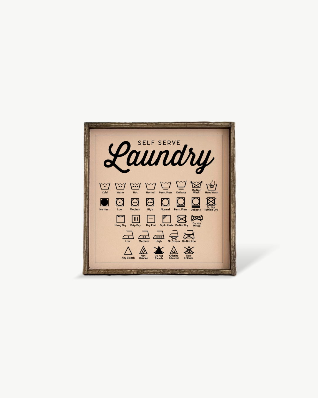 Williamraedesigns - Self Serve Laundry Symbols Framed Print - Laundry Room Decor: Black