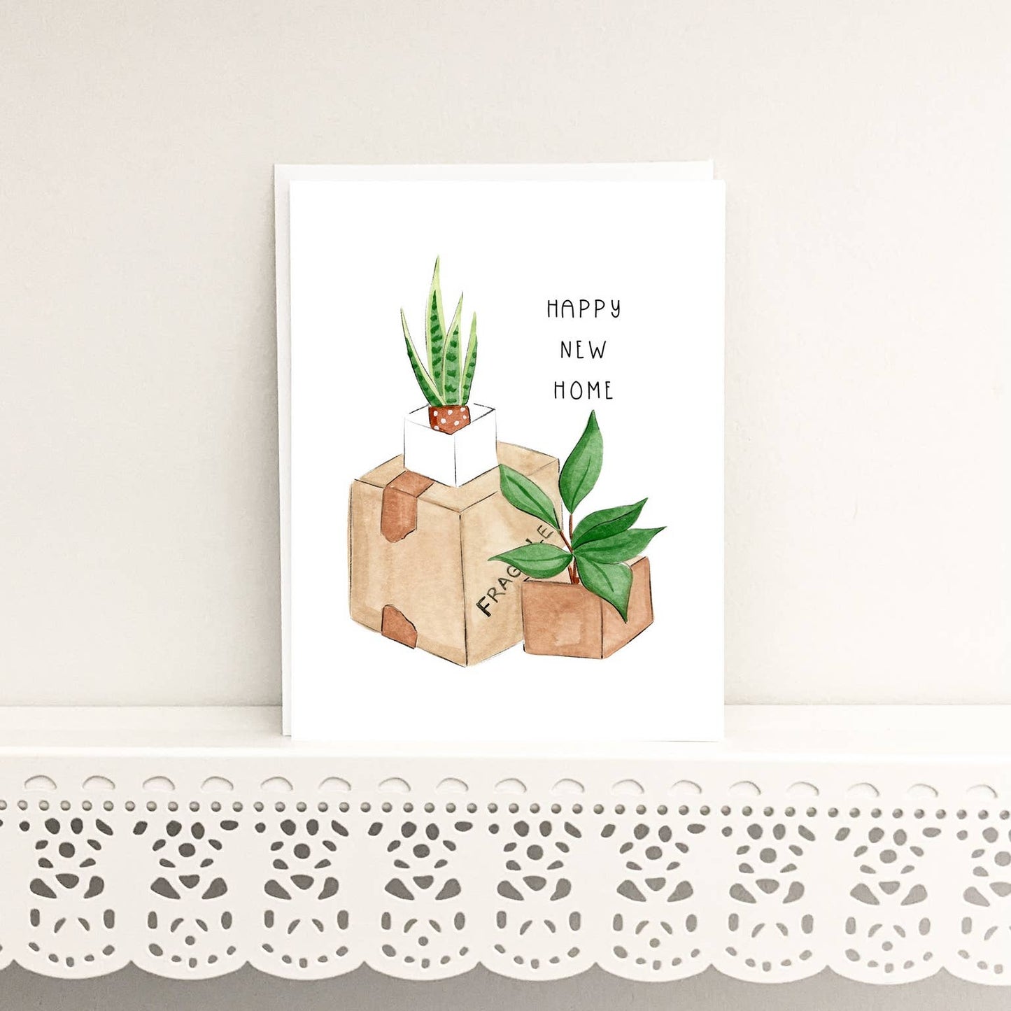 Almeida Illustrations - Happy New Home! - Housewarming Greeting Card: White