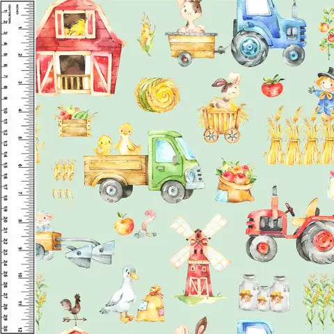 Busy Little Stitches - Farm Life Mint Toddler Blanket