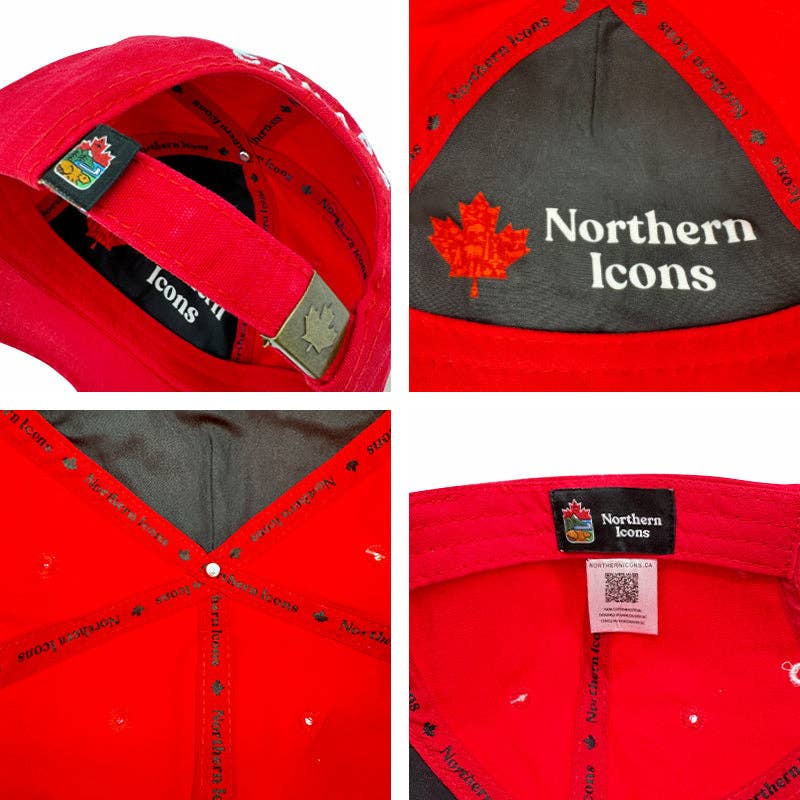 Northern Icons Canada - Canada Multi Patches washed canvas Cap: Red