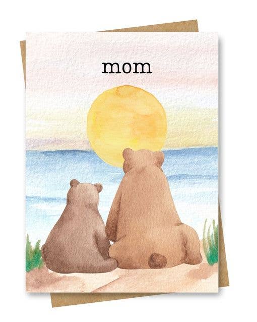 Paper Kuts - Bears and Sunset Compostable Mother's Day Handmade Card: Square