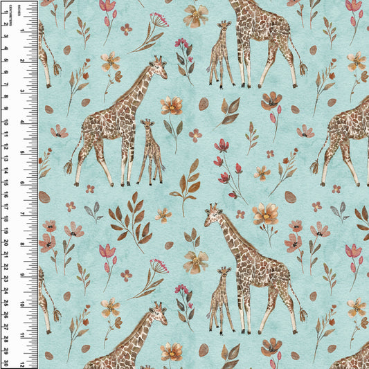 Busy Little Stitches - Floral Giraffe Mint Toddler Blanket