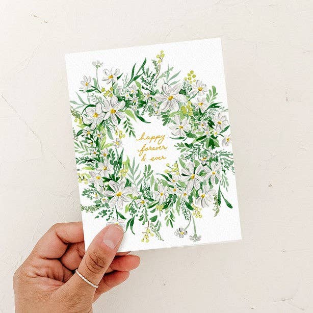 Almeida Illustrations - Happy Forever & Ever Wedding Card: White