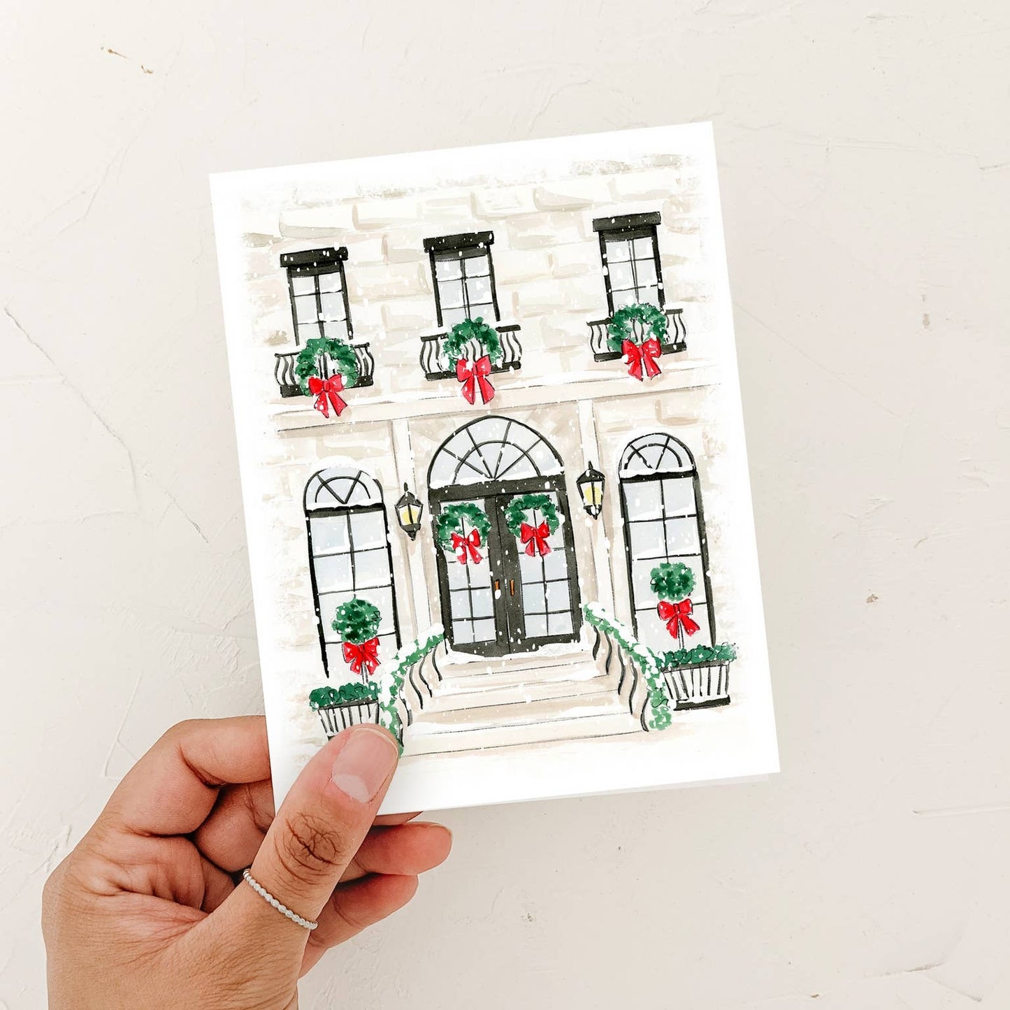 Almeida Illustrations - Christmas House Greeting Card: White