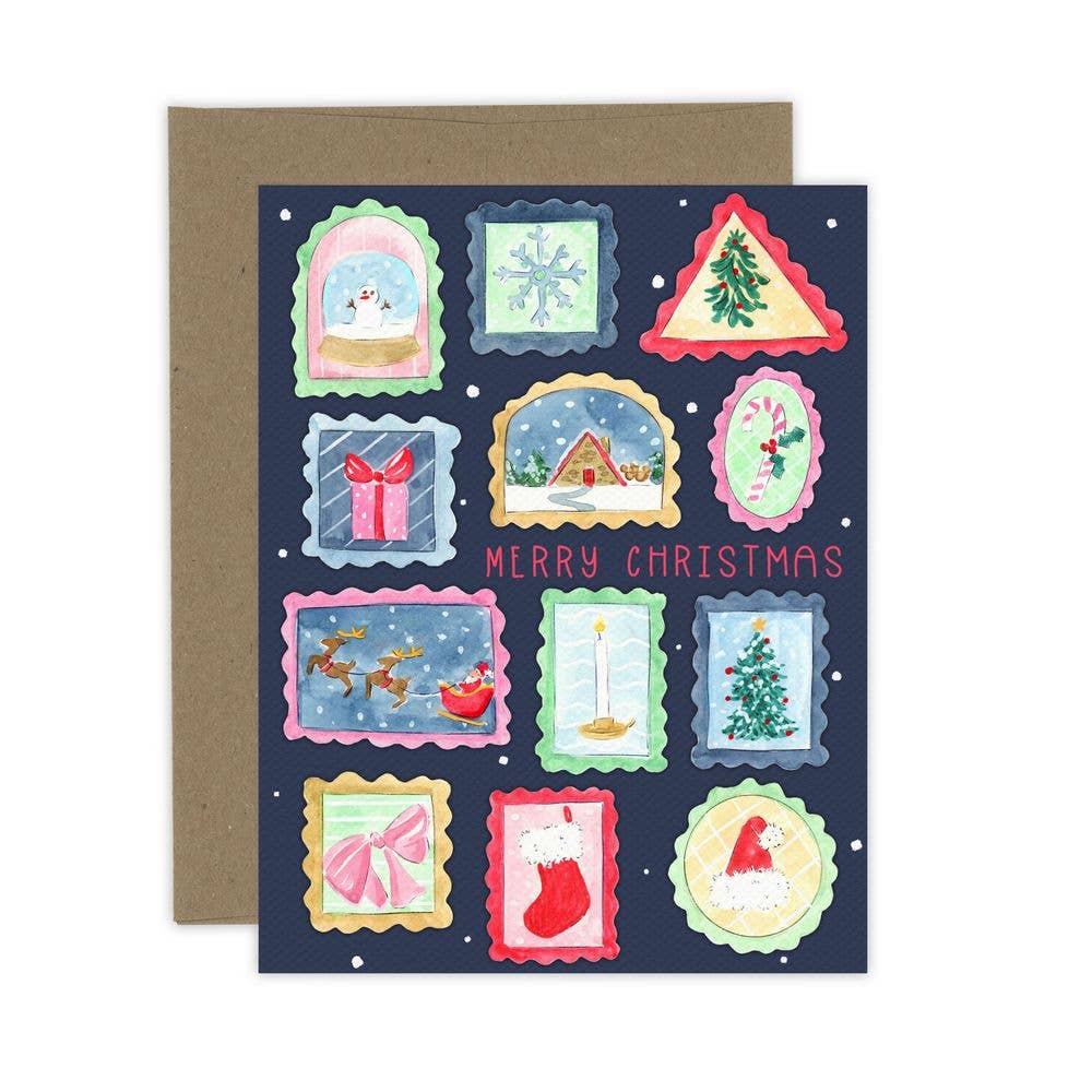 Almeida Illustrations - Christmas Stamps Card: White