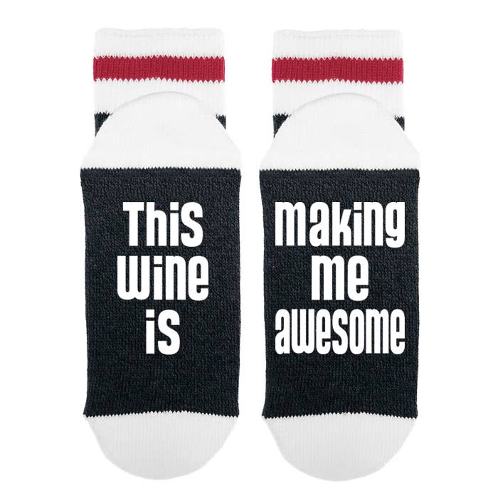 Sock Dirty to Me - This Wine Is Making Me Awesome - Socks: Glitter Pink