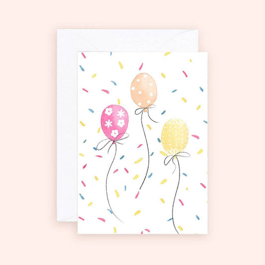 Almeida Illustrations - Mini Card - Cue the Confetti Balloon Birthday Enclosure Card