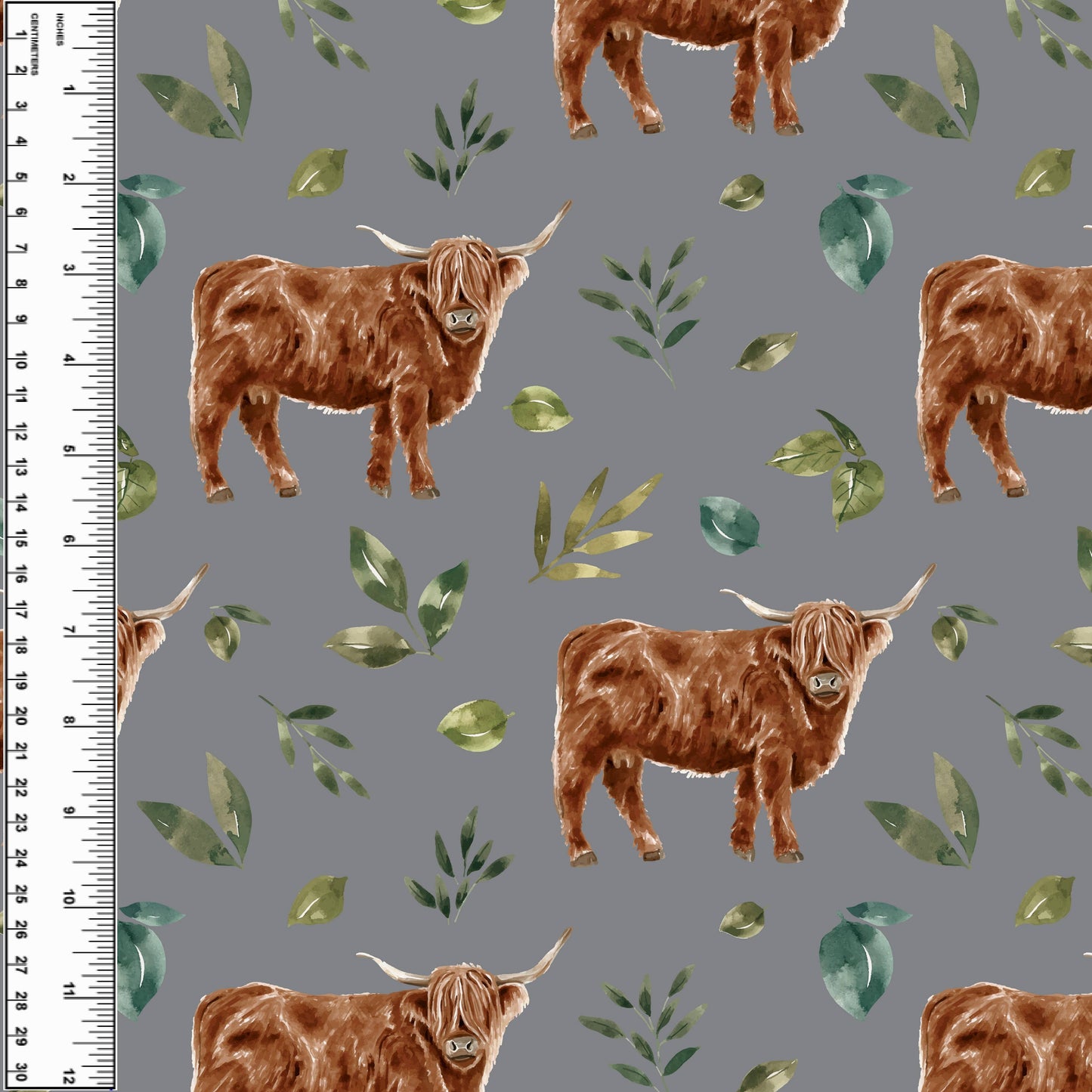 Busy Little Stitches - Highland Cows Leaves Toddler Blanket