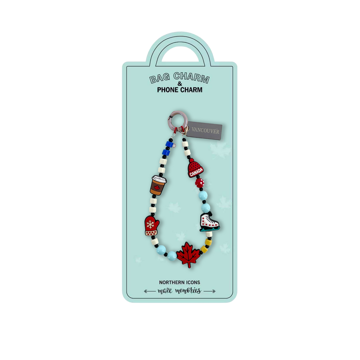 Northern Icons Canada - Cozy Canada Break Bag Charm – Winter Icons Beaded Keychain for Totes & Travel Bags
