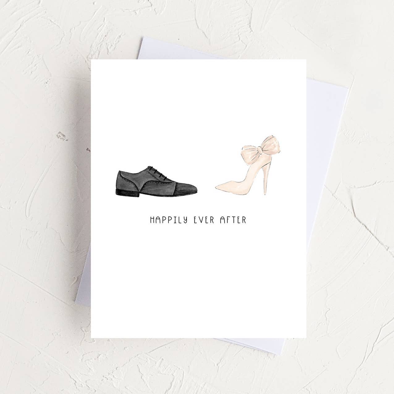 Almeida Illustrations - Happily Ever After Mr + Mrs Newlywed Greeting Card: White