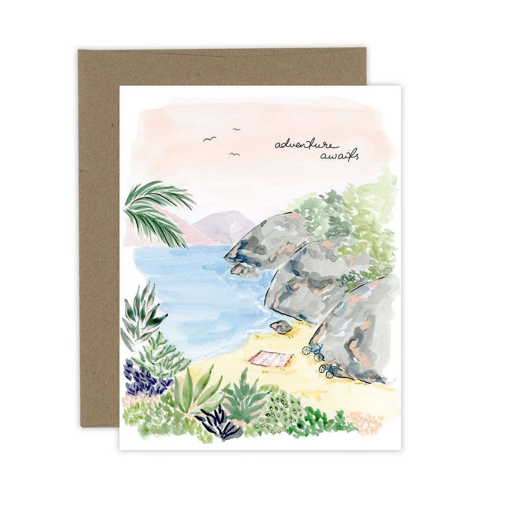 Almeida Illustrations - Adventure Awaits Anniversary Love Greeting Card: White