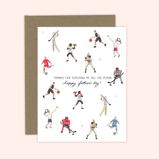 Almeida Illustrations - Father's Day Teaching Me the Plays Card: Kraft
