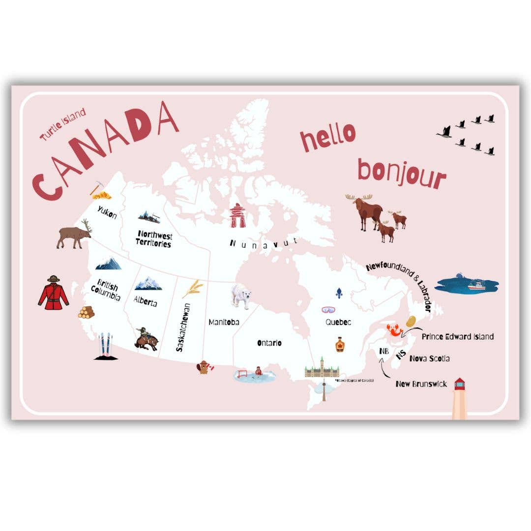 Doodle Paw Press - Map of Canada Kids Placemat – Double-Sided & Wipeable