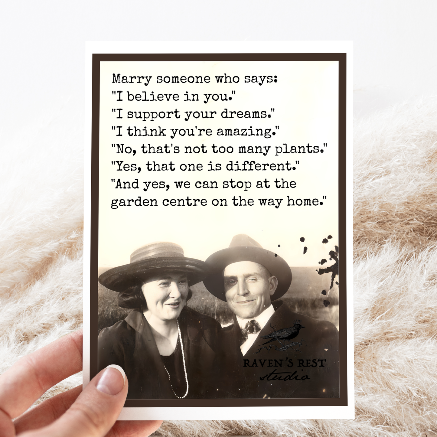 Raven's Rest Studio - Funny Love Card – No, That's Not Too Many Plants... Vintage