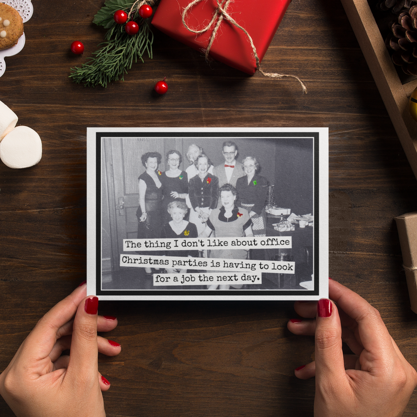 Raven's Rest Studio - Funny Christmas Card. Office Christmas Parties.