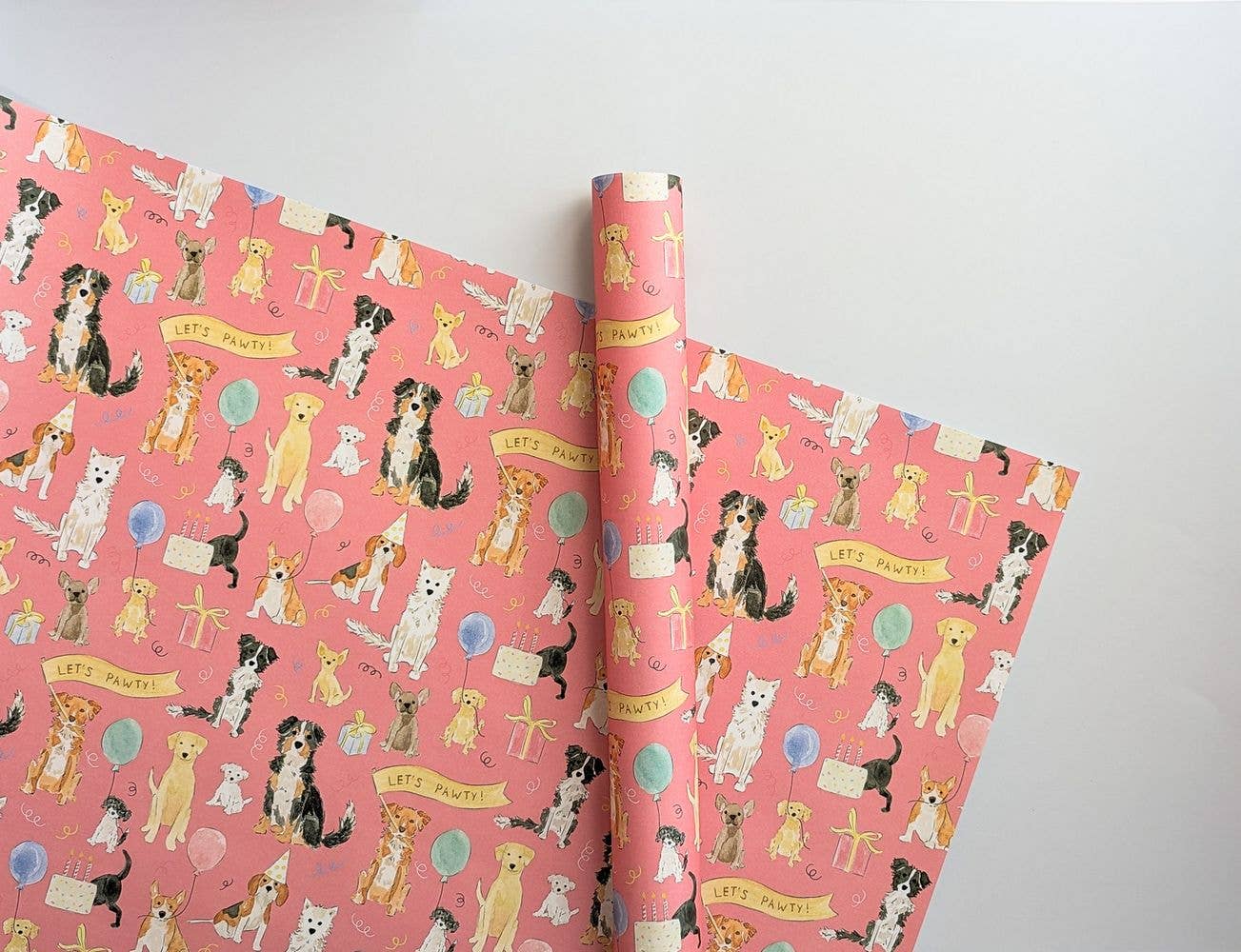 Almeida Illustrations - Dog Celebration Birthday Gift Wrap: Single Sheet