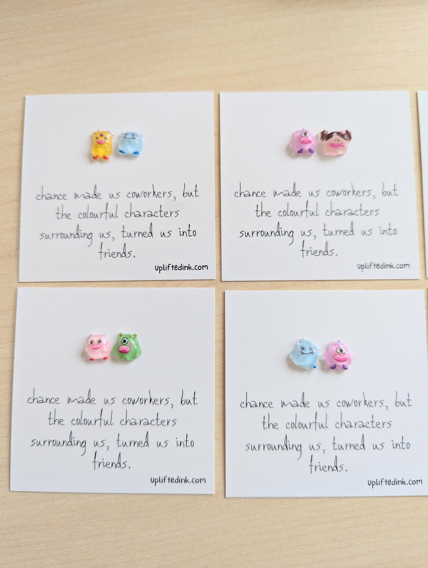 Uplifted Ink - Coworker BFF Card with 2 Mini Figurines & Custom Message: 1 Card