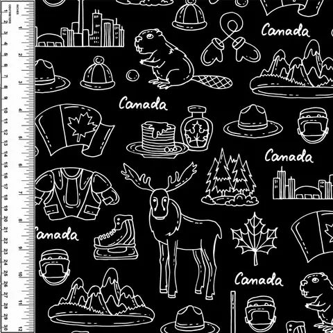 Busy Little Stitches - Canada Sketch Black Toddler Blanket