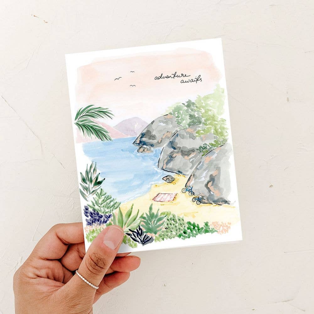 Almeida Illustrations - Adventure Awaits Anniversary Love Greeting Card: White