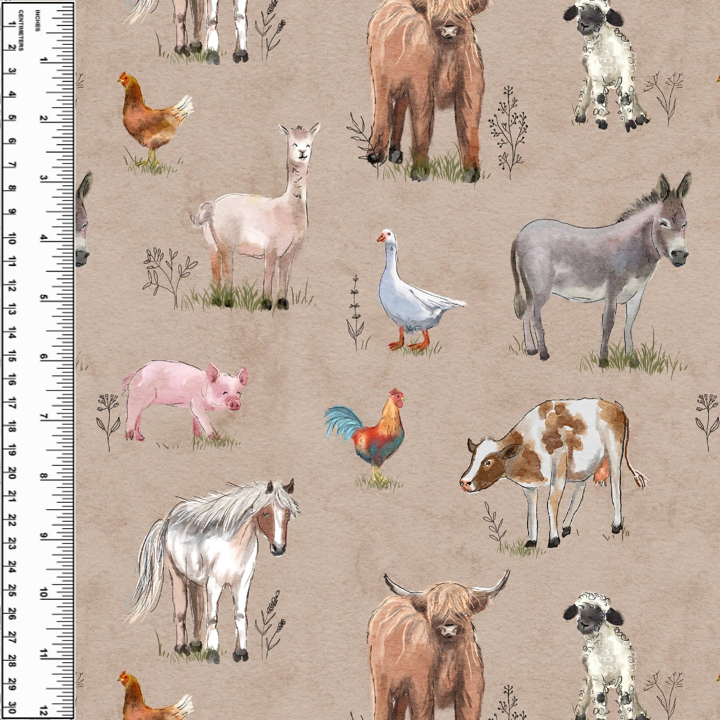 Busy Little Stitches - On The Farm Beige  Toddler Blanket