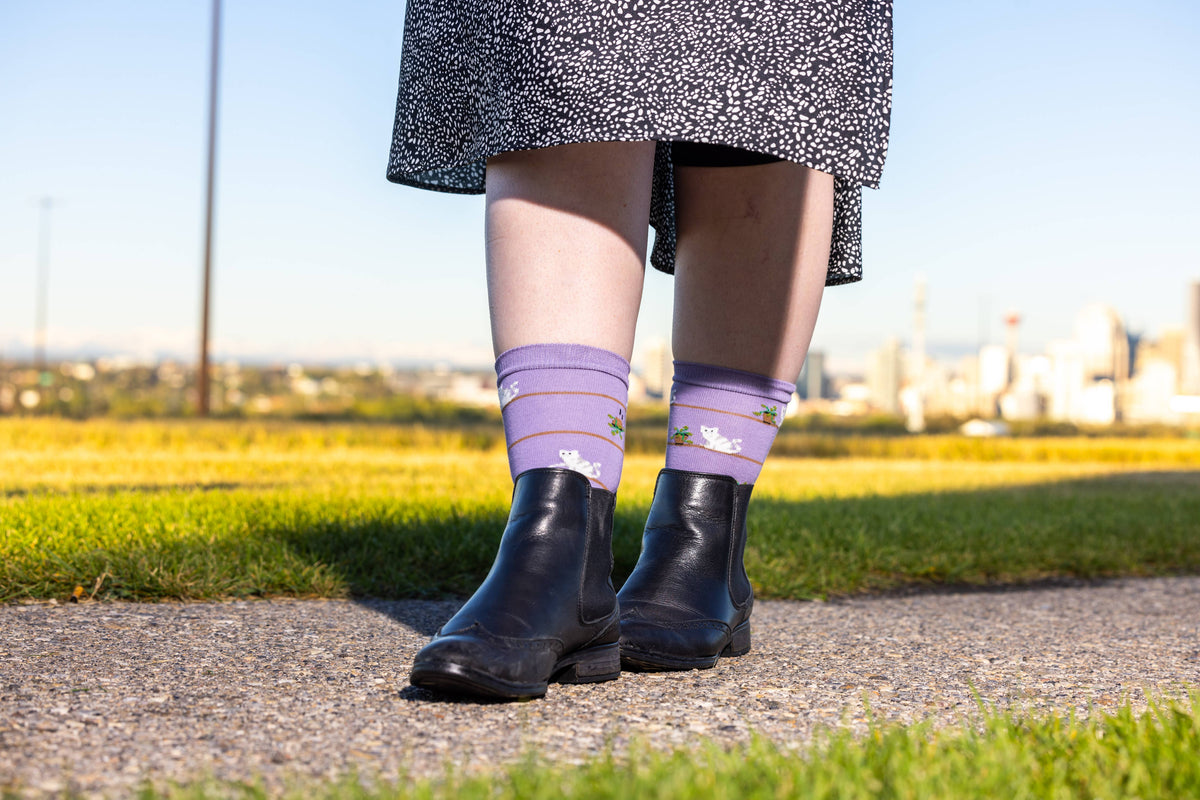 Friday Sock Co. - Women's Cat & Plant Crew Socks - Funny Pet Lover Gift: Women’s 5 – 10