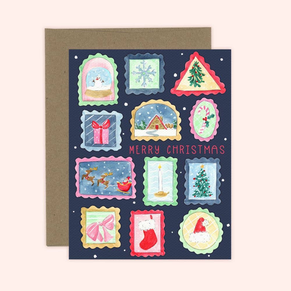 Almeida Illustrations - Christmas Stamps Card: White