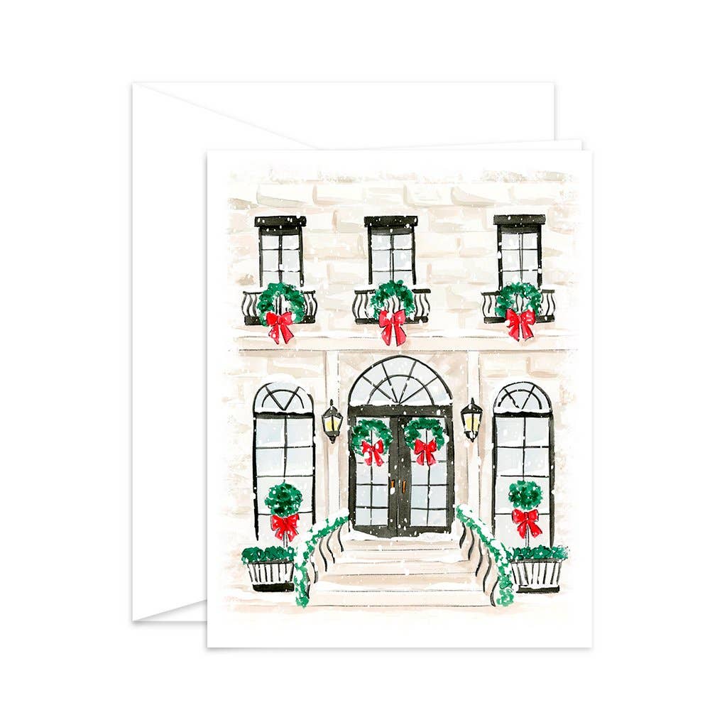 Almeida Illustrations - Christmas House Greeting Card: White
