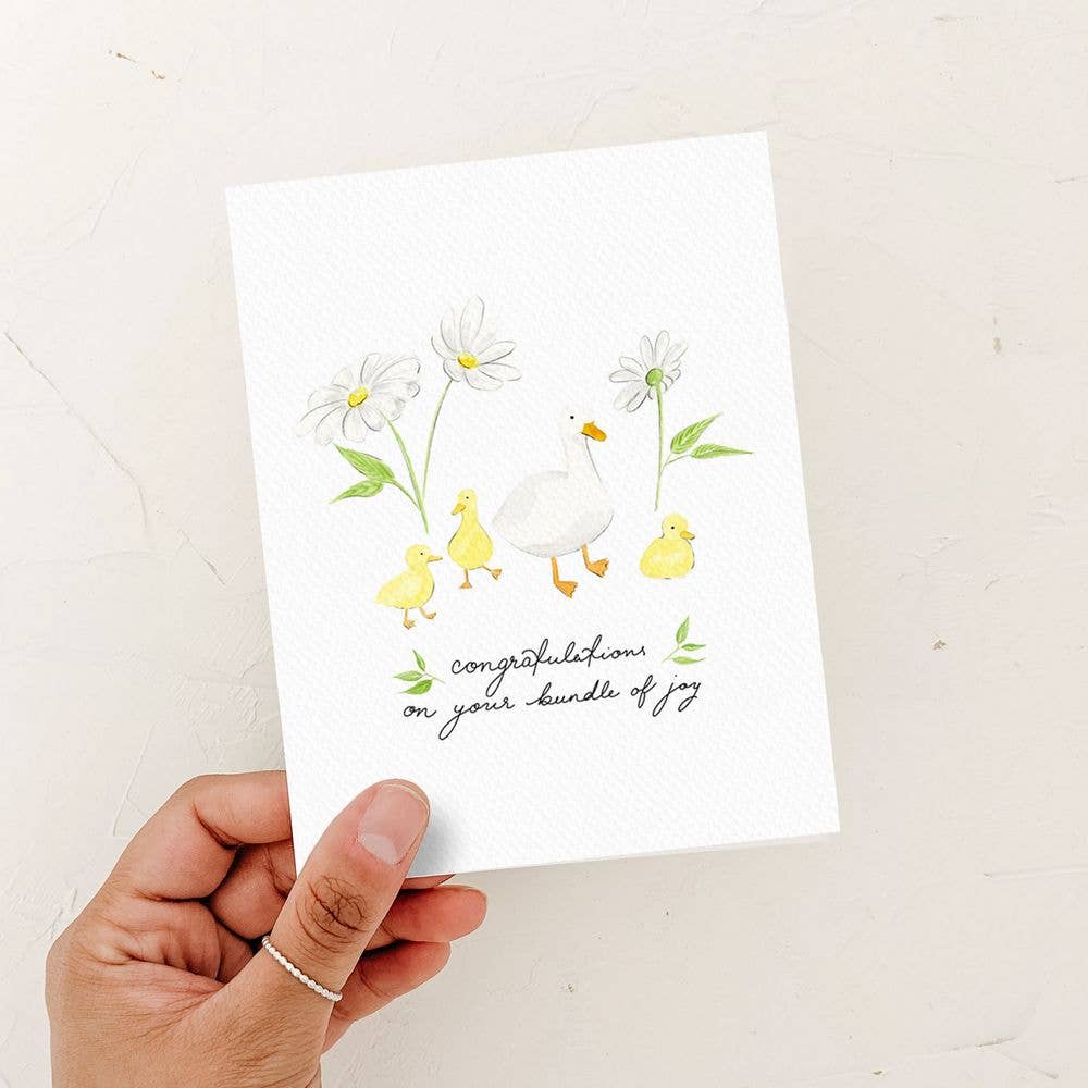 Almeida Illustrations - Congratulations on your Bundle of joy Baby Card | Ducklings: White