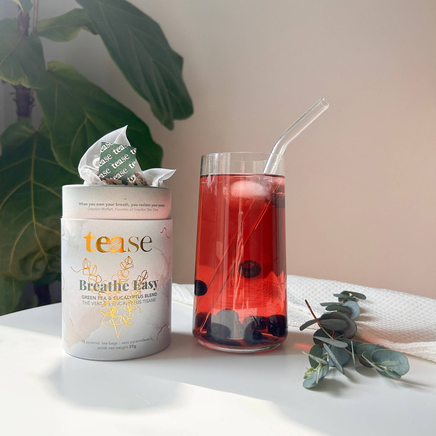 Tease | Wellness Tea Blends + Accessories - Breathe Easy | Natural Tea Blend | Biodegradable Tea Bags
