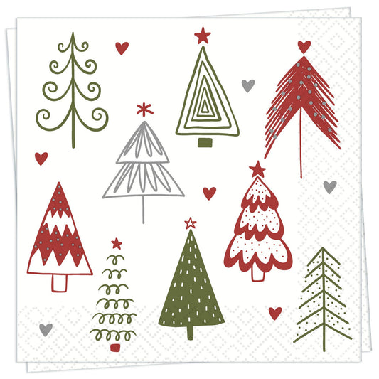 Twilight Collection - Fun Trees Red - Luncheon Napkin