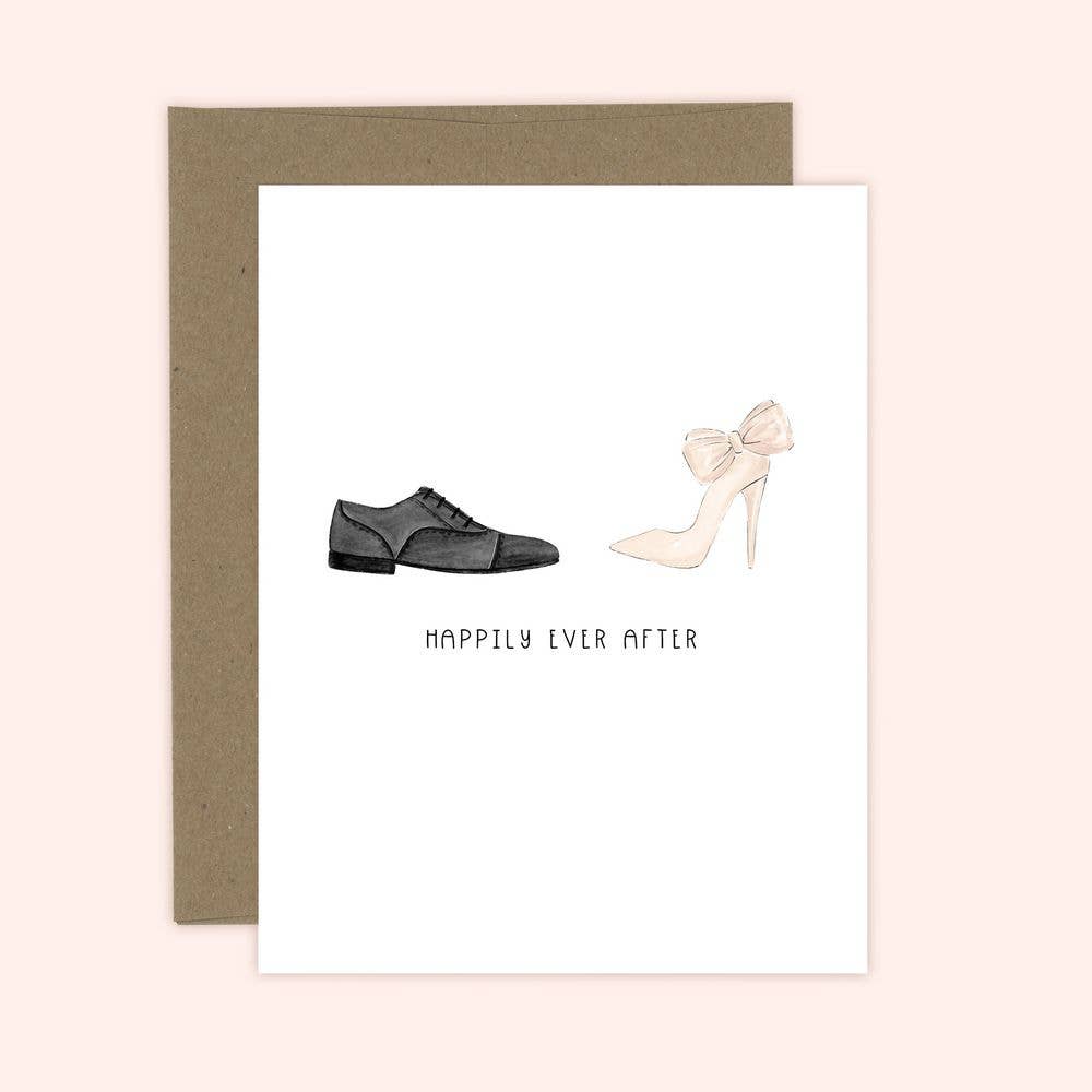 Almeida Illustrations - Happily Ever After Mr + Mrs Newlywed Greeting Card: White