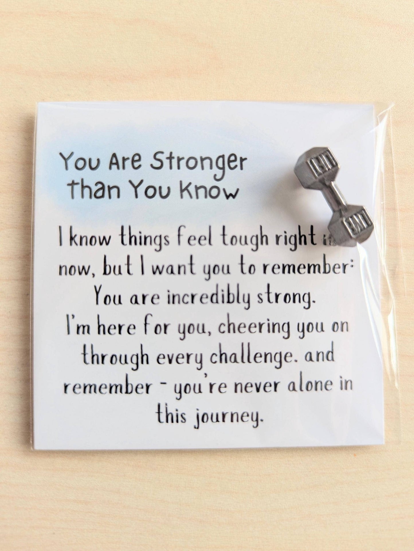 Uplifted Ink - Encouragement Card with Tiny Dumbbell for Tough Times